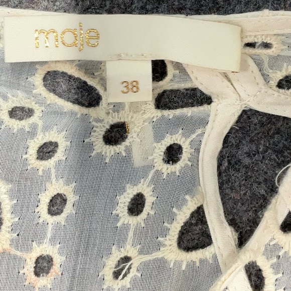 Maje Crocheted Lace Ivory Cut Out Mini Dress - Picture 4 of 8